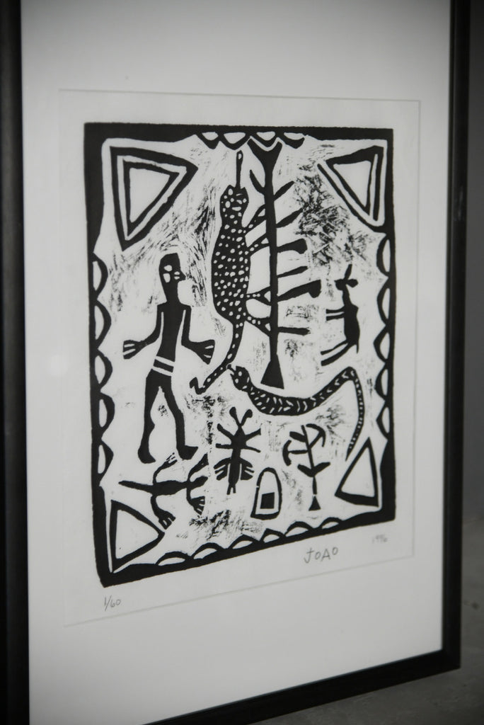 African Lino Cut Print - Joao