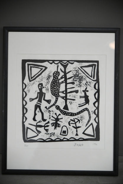African Lino Cut Print - Joao