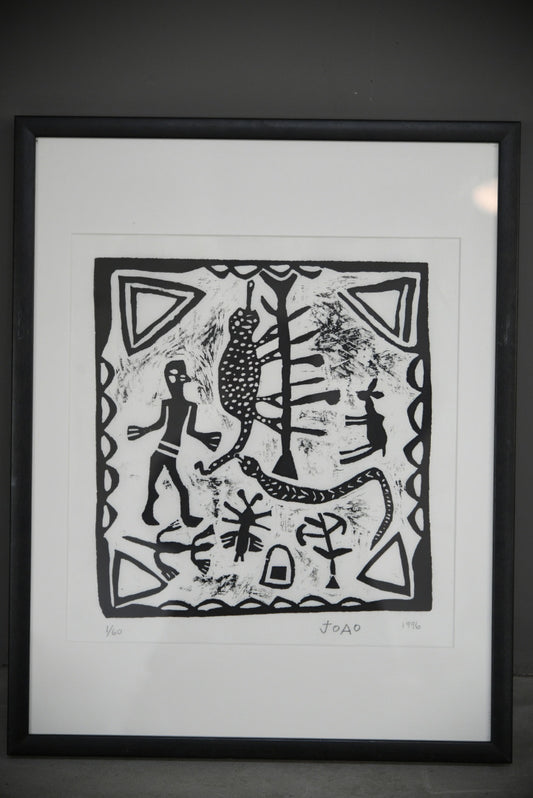 African Lino Cut Print - Joao