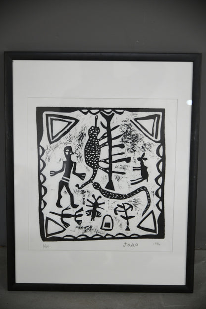 African Lino Cut Print - Joao