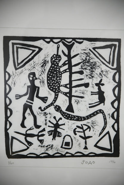 African Lino Cut Print - Joao