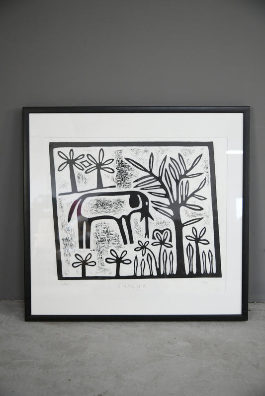 African Linocut Print - Samcuia