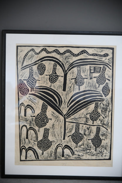 African Lino Cut Print 