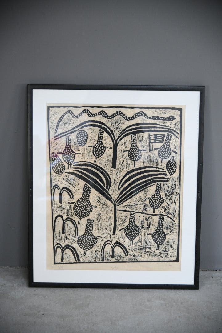 African Lino Cut Print 