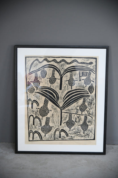 African Lino Cut Print 