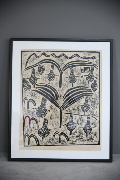 African Lino Cut Print 