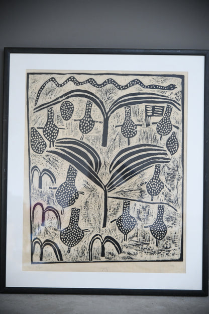 African Lino Cut Print 