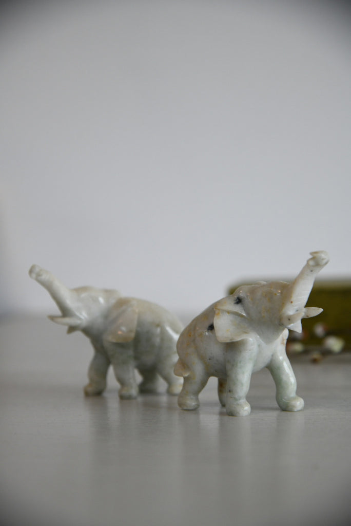 Pair Polished Stone Elephants