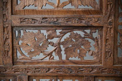 Carved Teak Indian Folding Screen