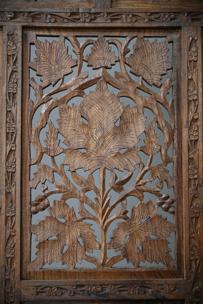 Carved Teak Indian Folding Screen