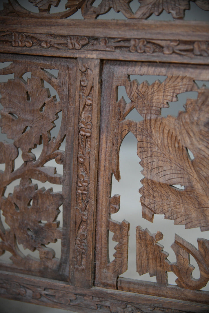 Carved Teak Indian Folding Screen