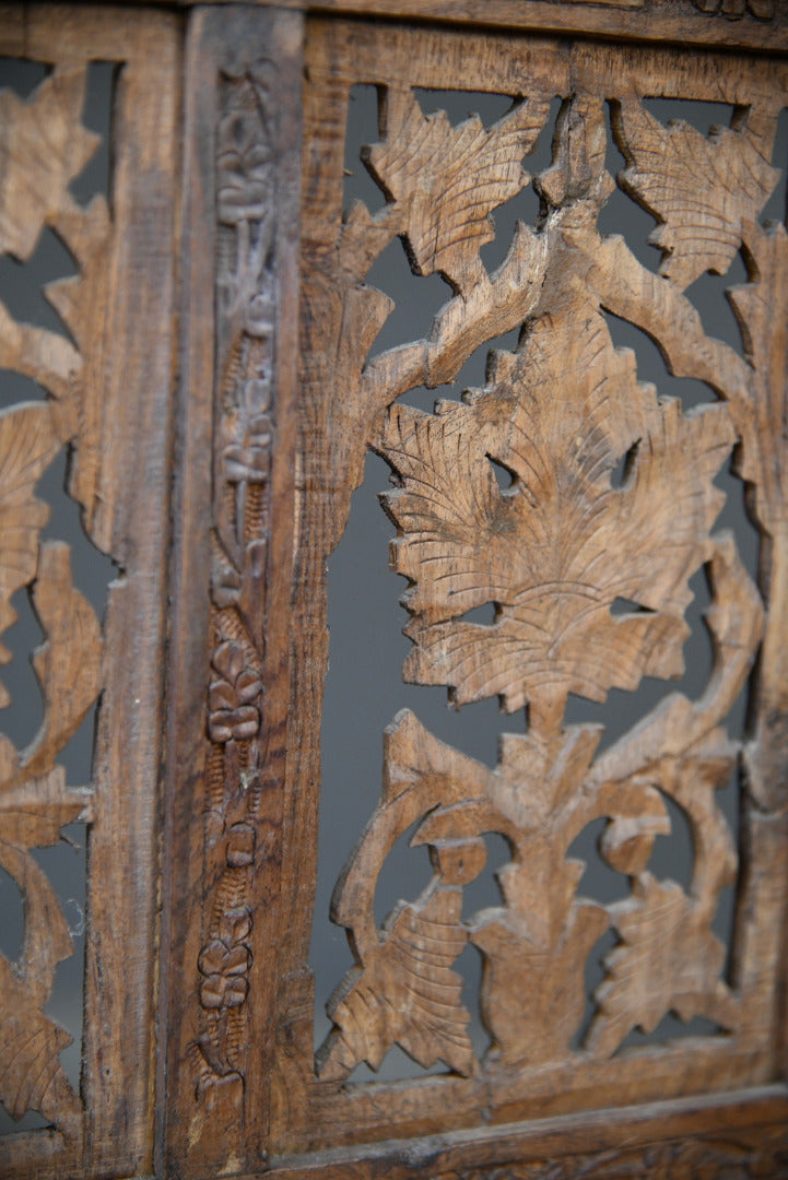 Carved Teak Indian Folding Screen