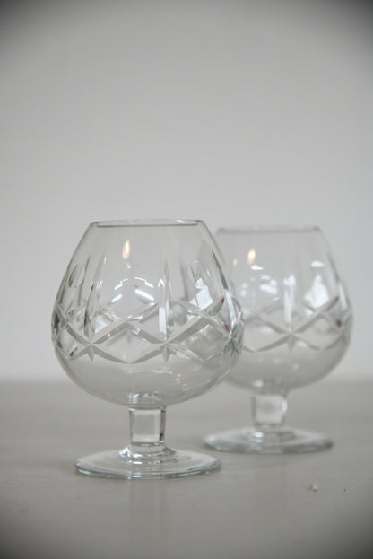 Pair Cut Glass Brandy Snifter