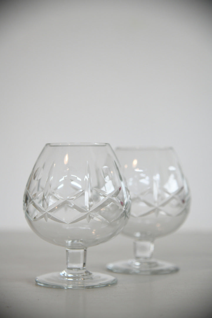 Pair Cut Glass Brandy Snifter