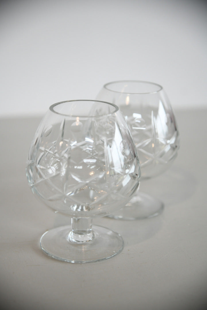 Pair Cut Glass Brandy Snifter