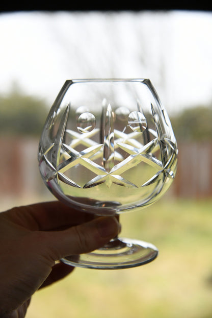 Pair Cut Glass Brandy Snifter