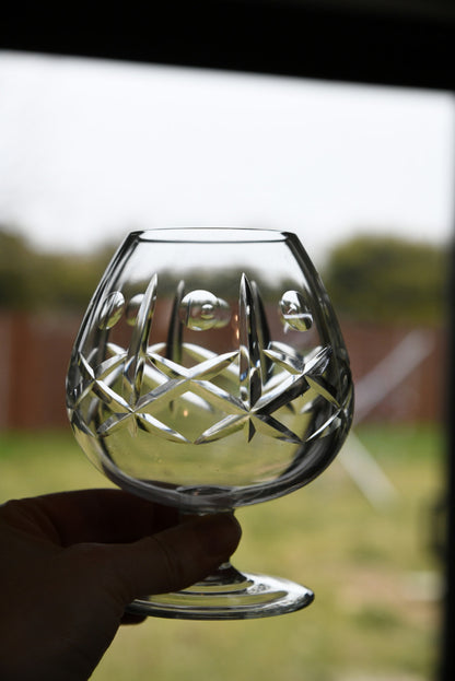 Pair Cut Glass Brandy Snifter