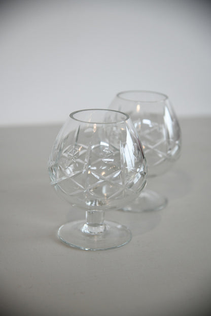 Pair Cut Glass Brandy Snifter