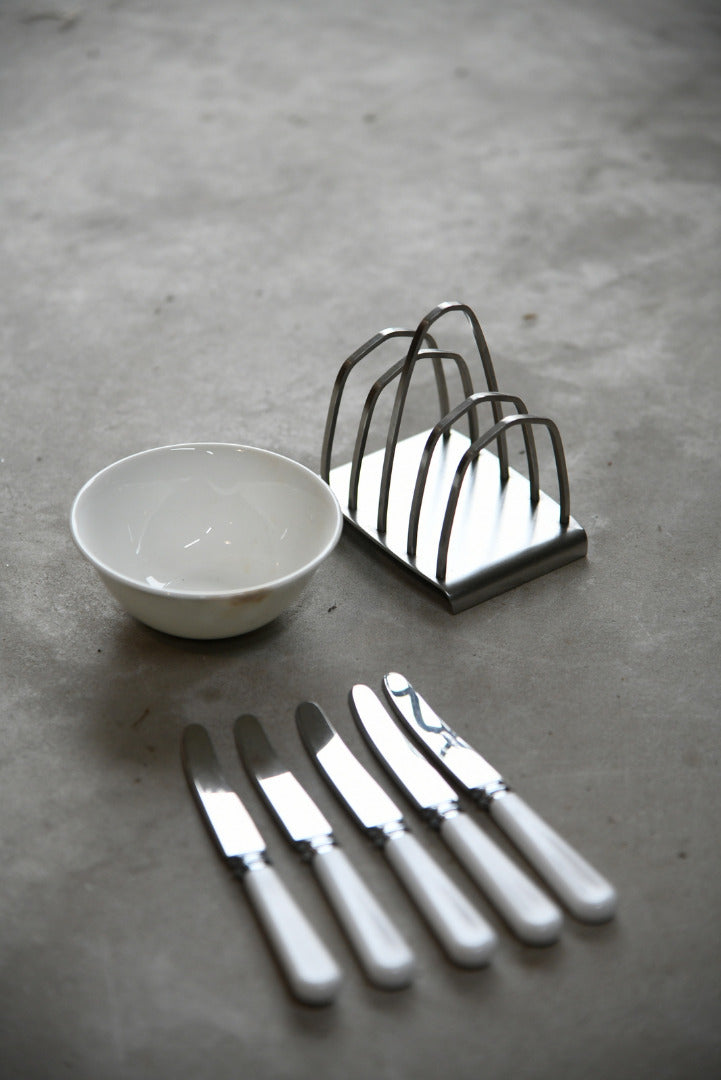 Retro Toast Rack Knives & Bowl