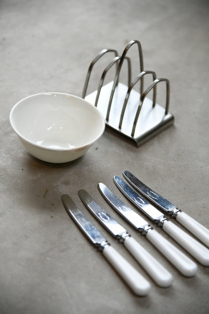 Retro Toast Rack Knives & Bowl