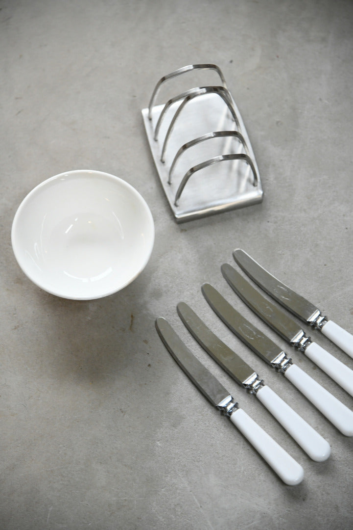 Retro Toast Rack Knives & Bowl
