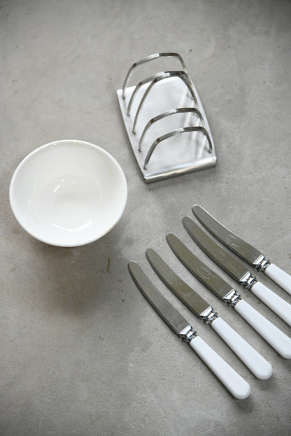 Retro Toast Rack Knives & Bowl