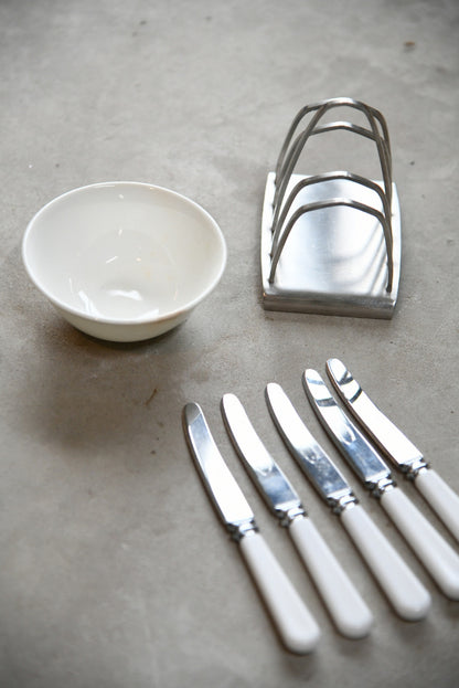 Retro Toast Rack Knives & Bowl