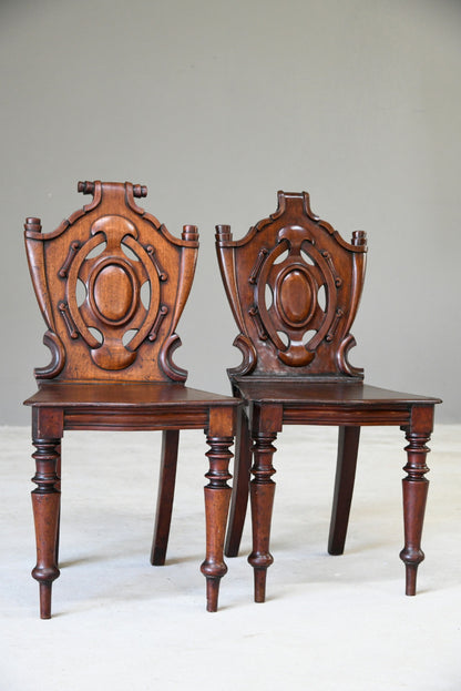 Pair Mahogany Hall Chairs