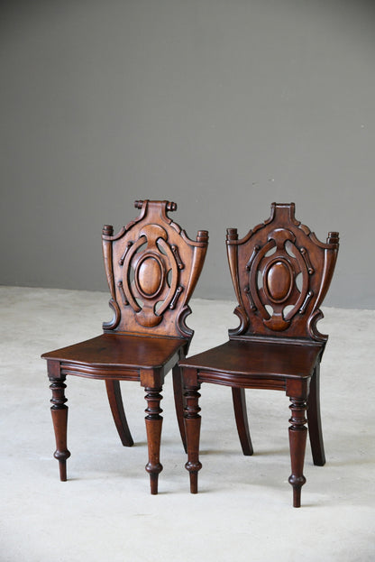 Pair Mahogany Hall Chairs