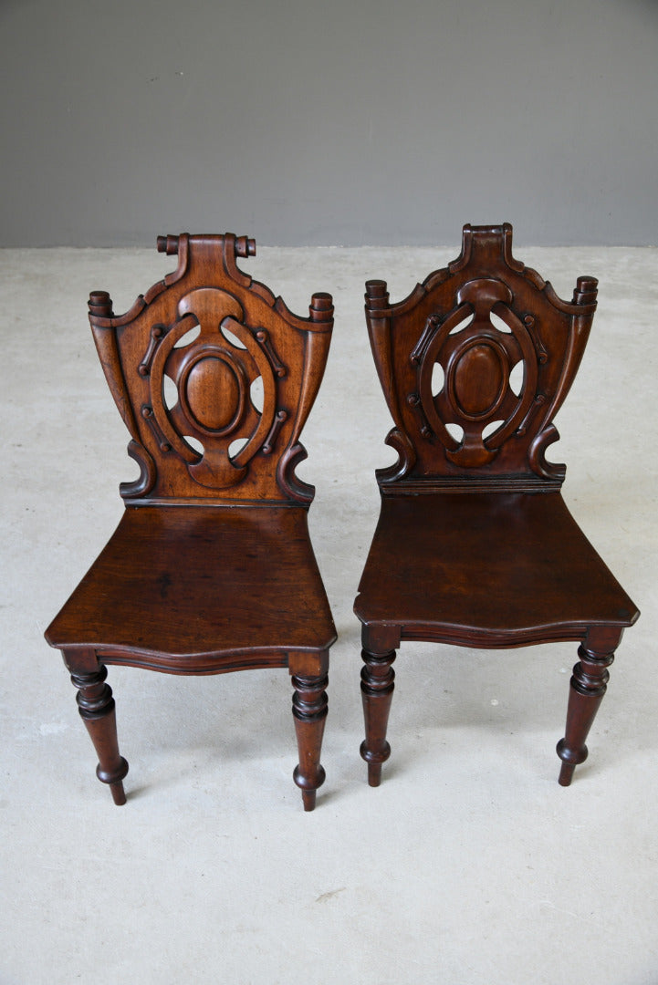 Pair Mahogany Hall Chairs