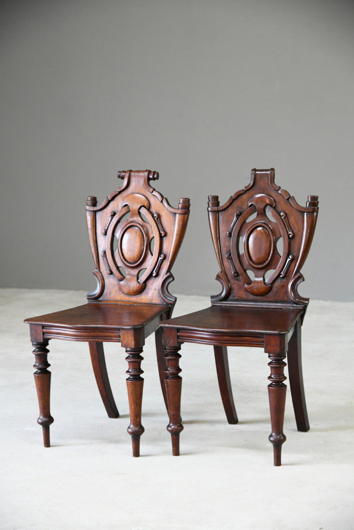 Pair Mahogany Hall Chairs