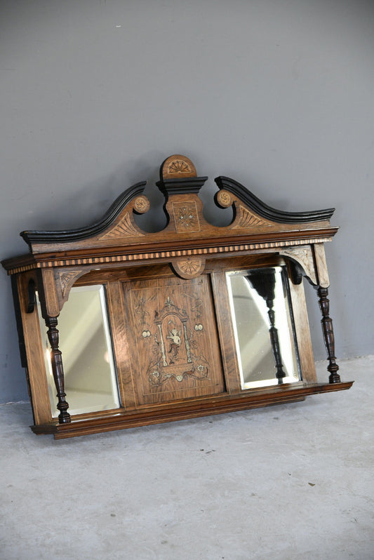 Victorian Inlaid Rosewood Overmantle Mirror Shelf
