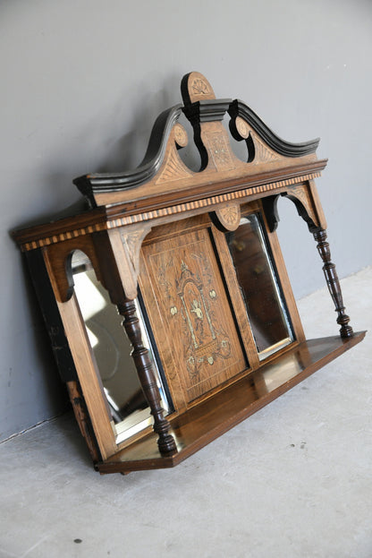 Victorian Inlaid Rosewood Overmantle Mirror Shelf