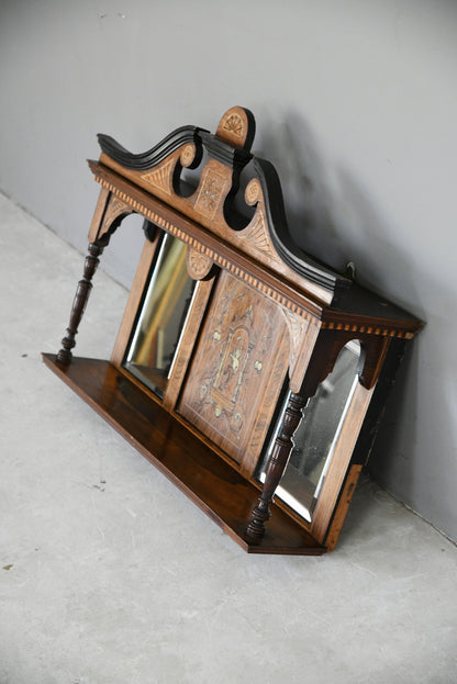 Victorian Inlaid Rosewood Overmantle Mirror Shelf