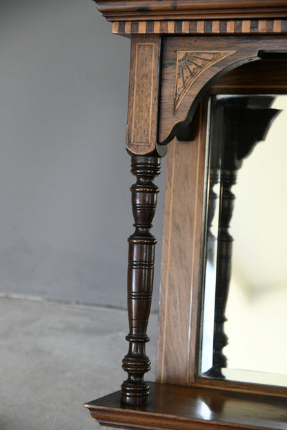 Victorian Inlaid Rosewood Overmantle Mirror Shelf