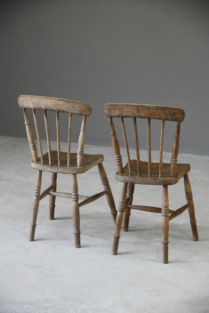 Pair Elm Stick Back Kitchen Chairs