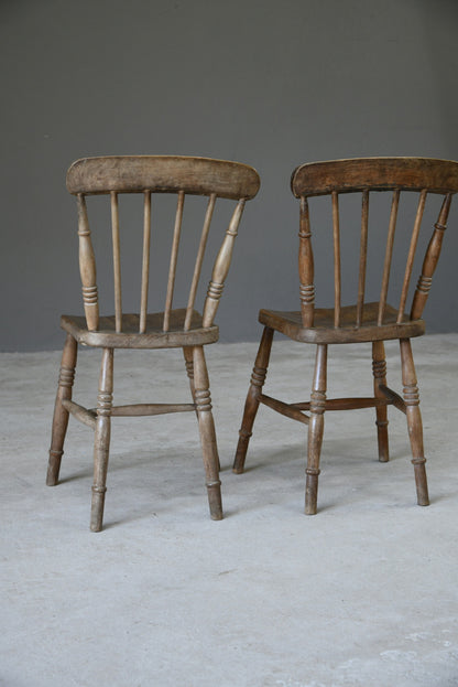 Pair Elm Stick Back Kitchen Chairs
