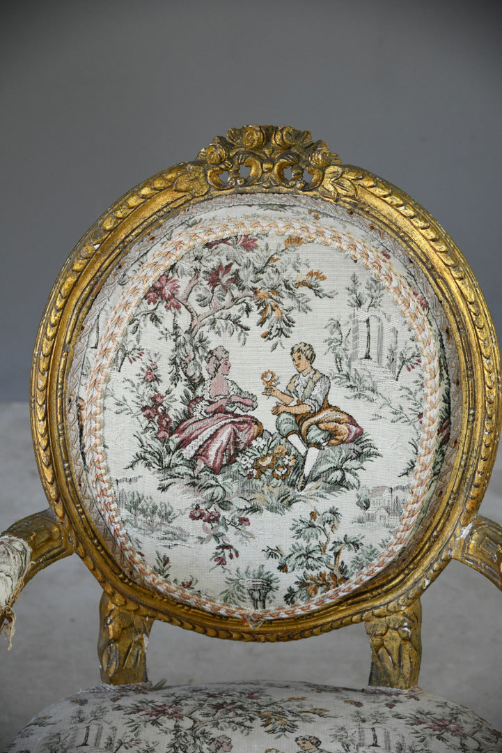 Pair French Gilt Gesso Armchairs