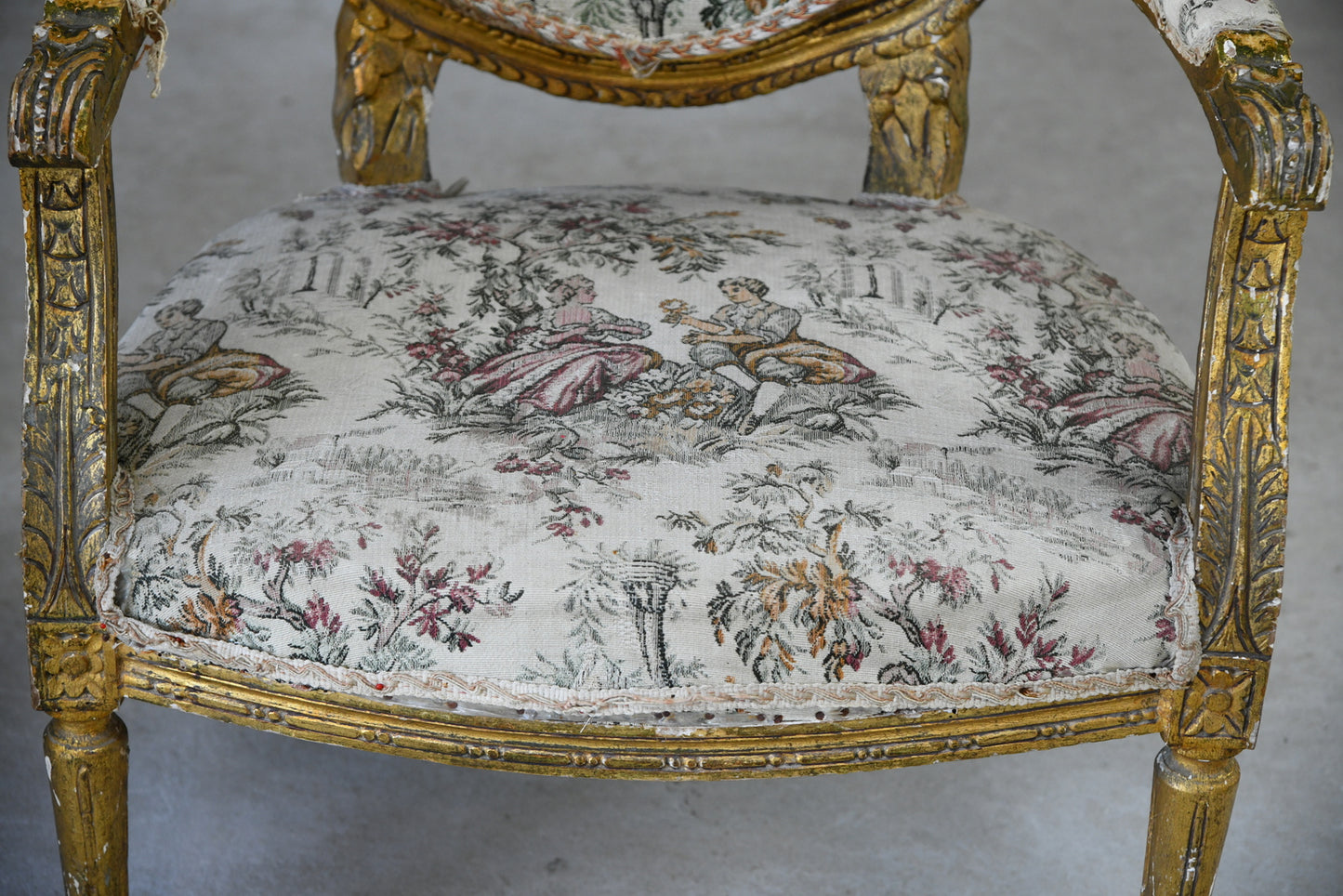 Pair French Gilt Gesso Armchairs