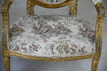 Pair French Gilt Gesso Armchairs