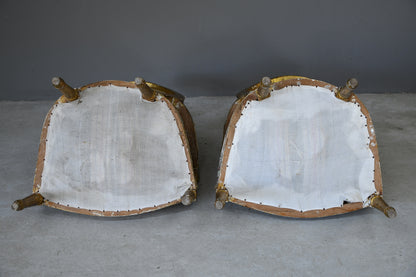 Pair French Gilt Gesso Armchairs
