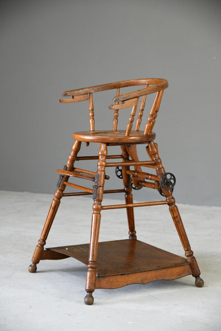 Antique Wooden Childs Metamorphic High Chair