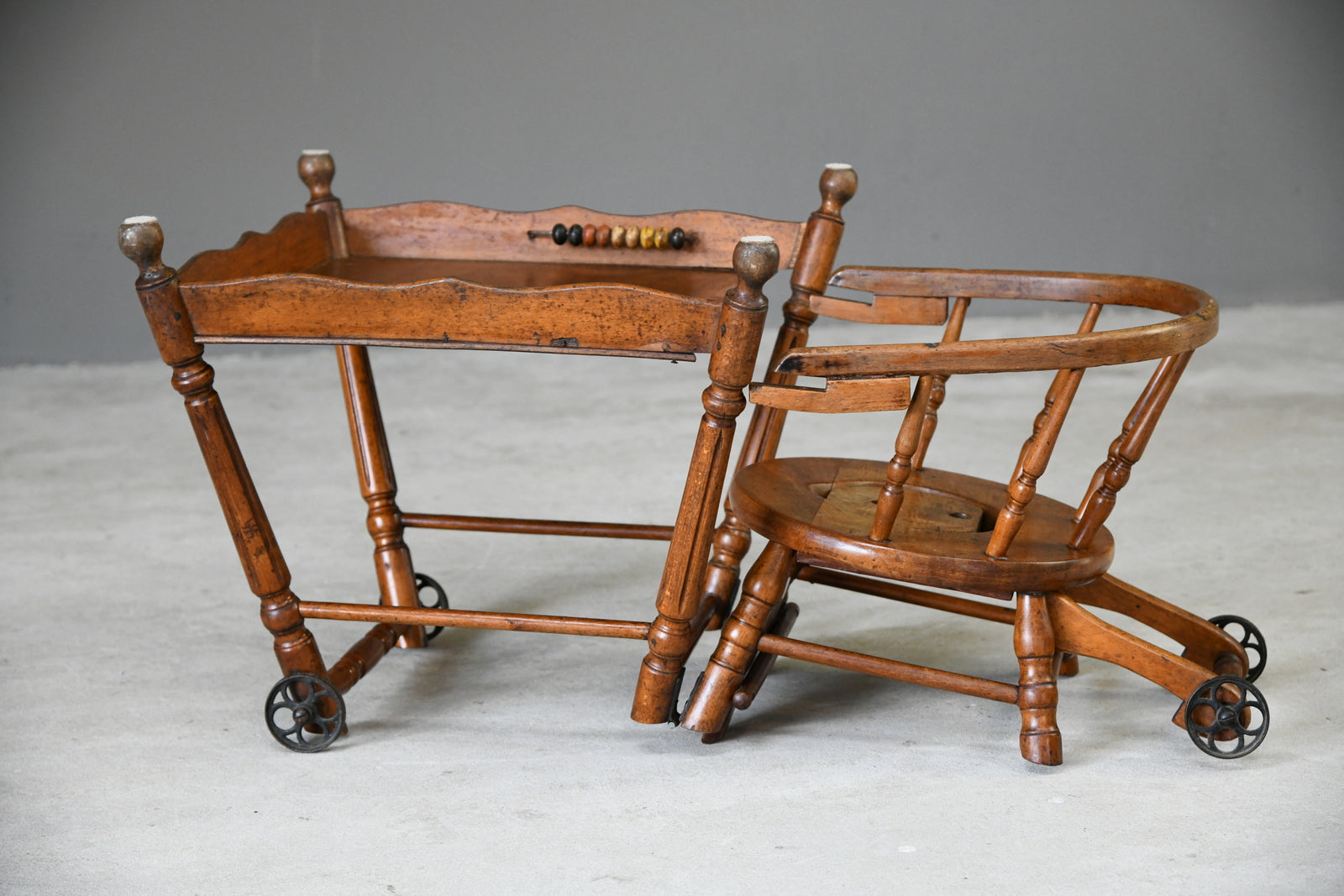 Antique Wooden Childs Metamorphic High Chair