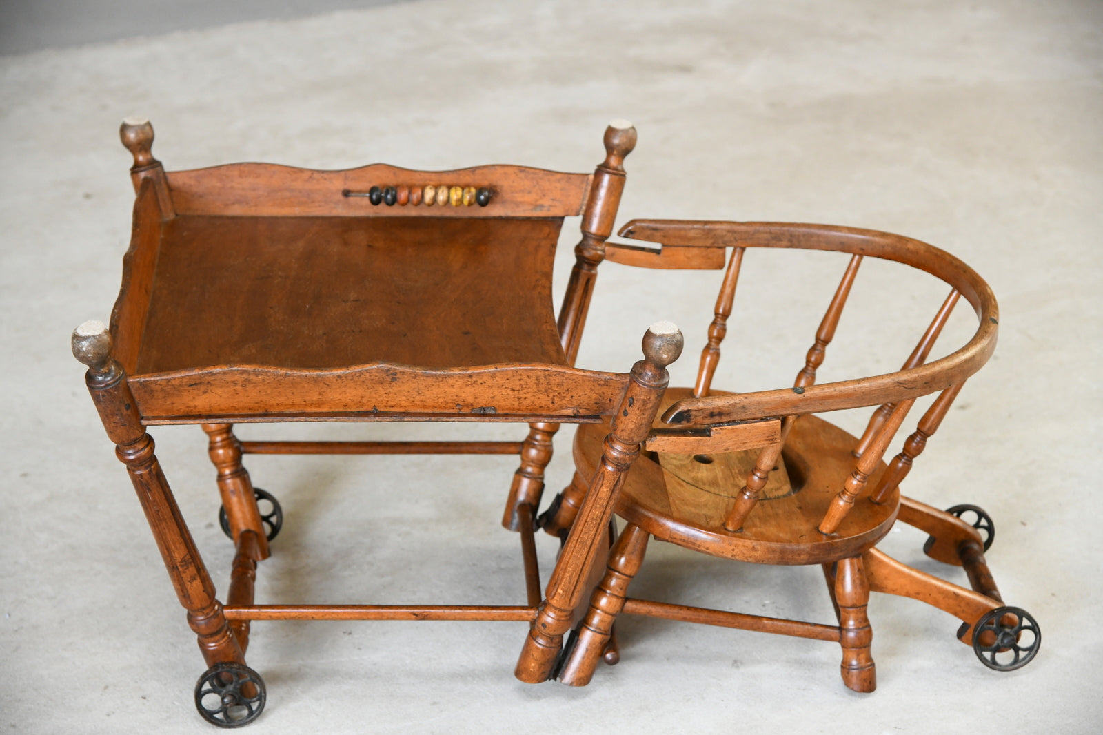 Antique Wooden Childs Metamorphic High Chair