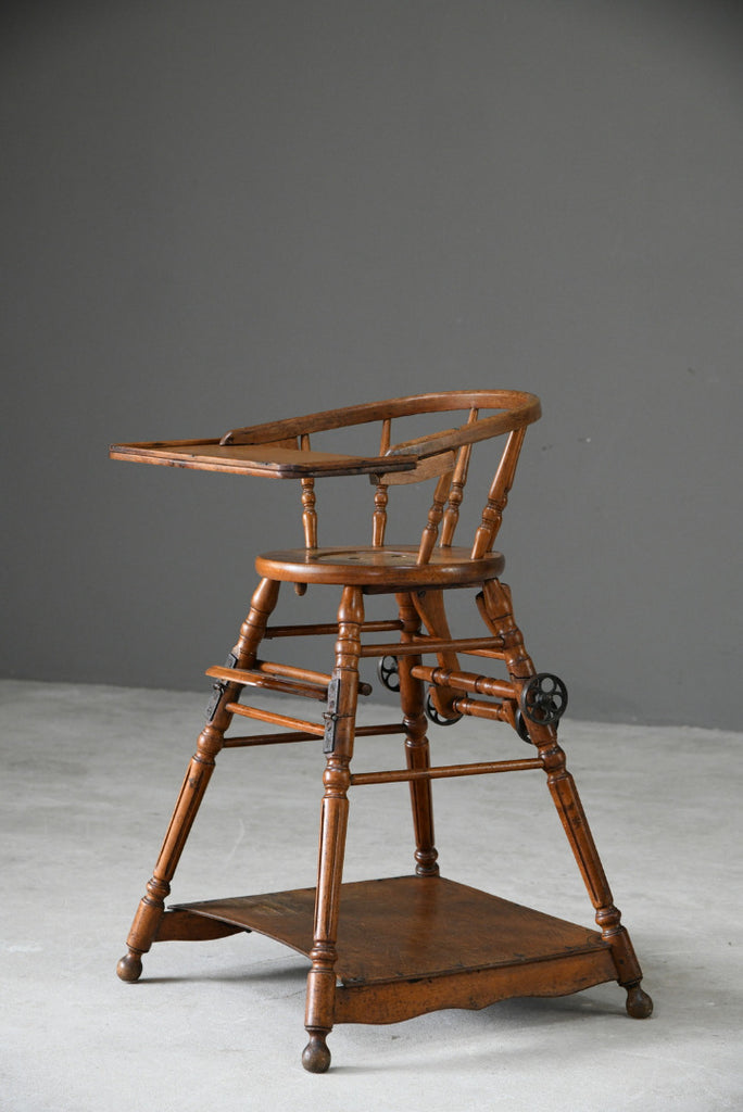 Antique Wooden Childs Metamorphic High Chair