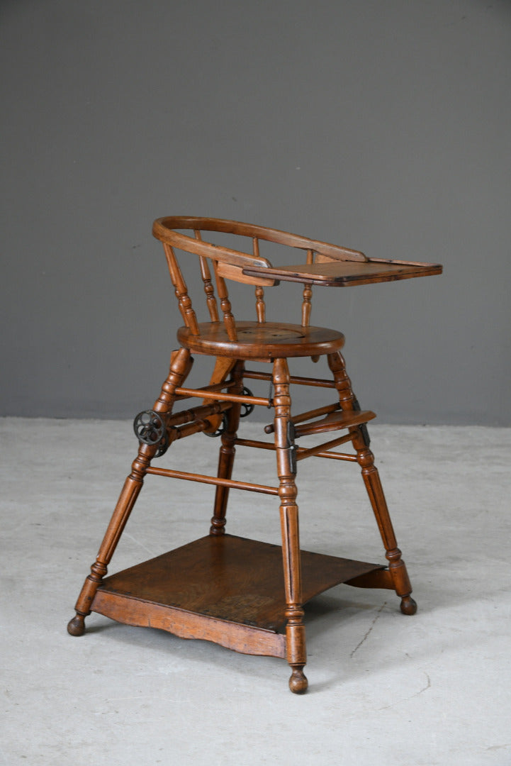 Antique Wooden Childs Metamorphic High Chair