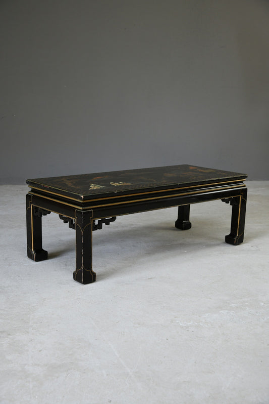 Large Chinoiserie Black Lacquer Coffee Table