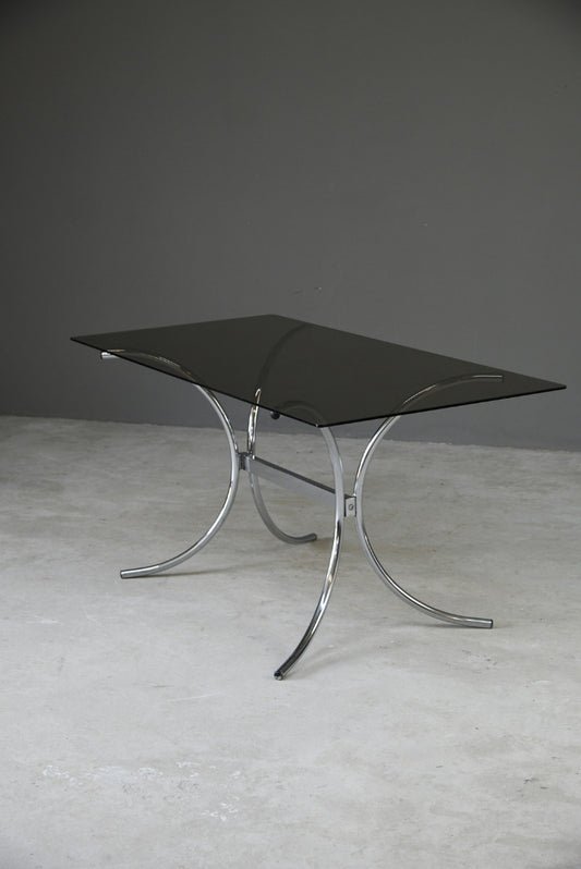 Retro Chrome & Glass Dining Table