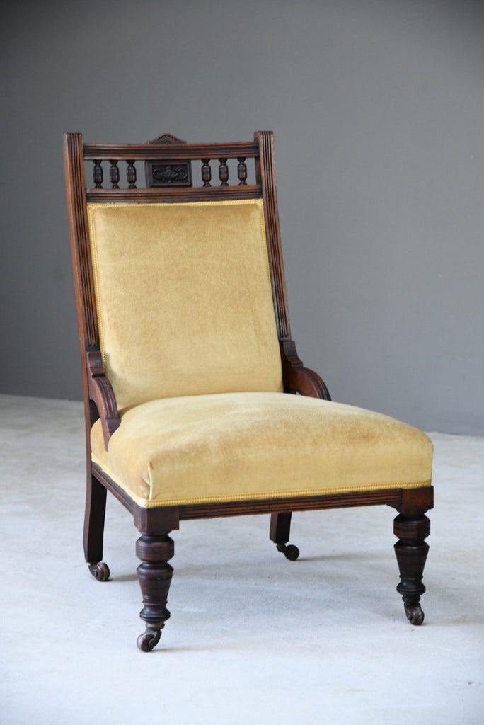 Pair Victorian Walnut Armchairs