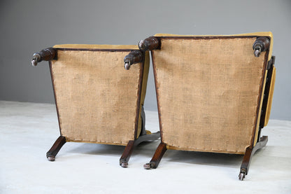 Pair Victorian Walnut Armchairs